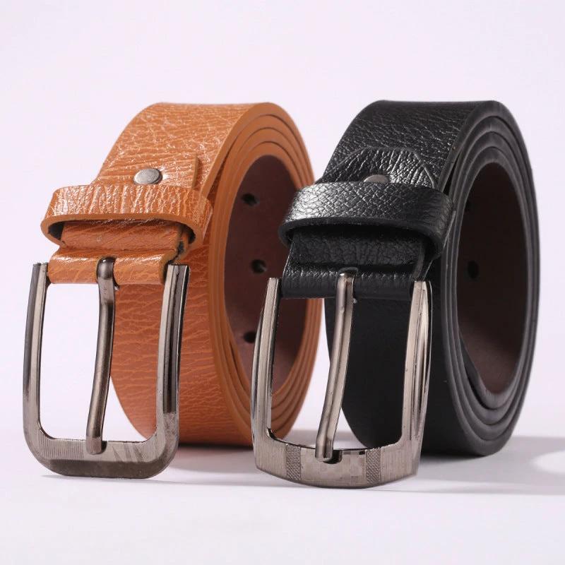 Men's Casual Leather Belt With A Pin Buckle by GJG Denim