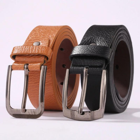 Men's Casual Leather Belt With A Pin Buckle by GJG Denim