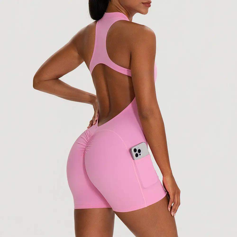 Tight-fitting Padded Peach-butt Fitness Bodysuit by GJG Denim