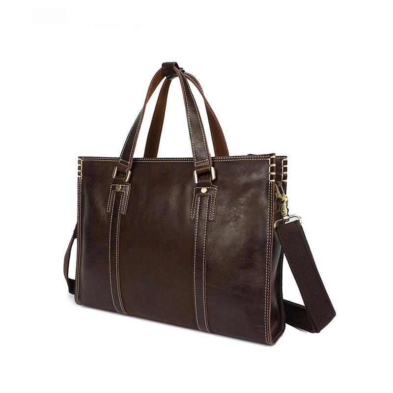 Men's Leather Shoulder Messenger Bag by GJG Denim