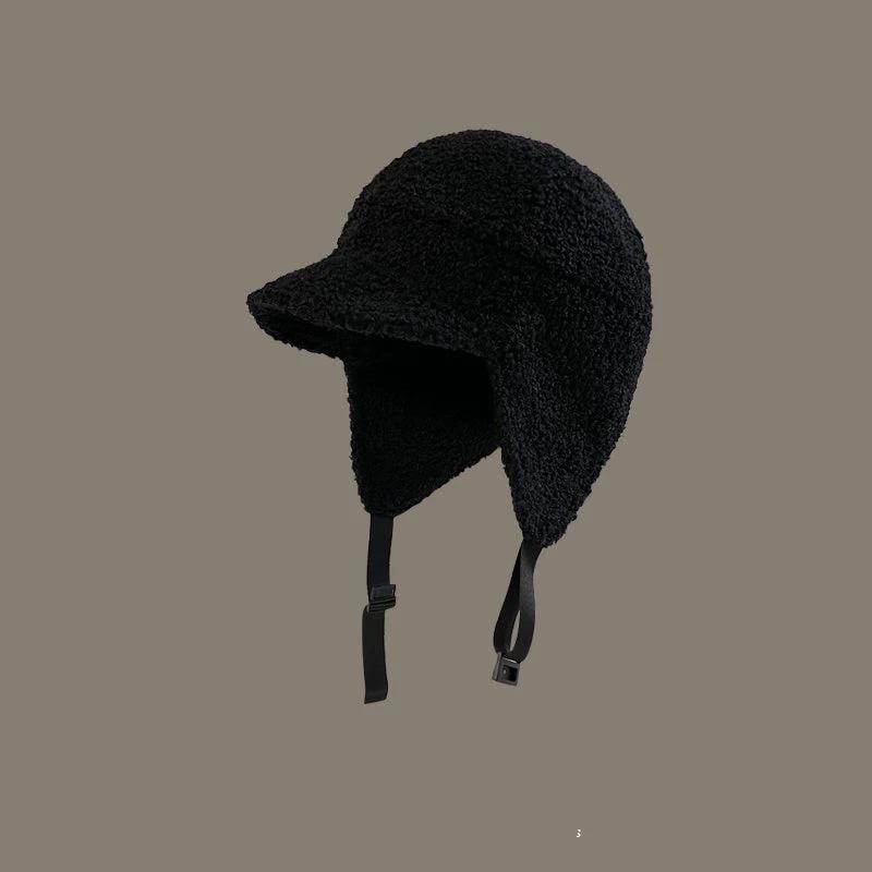 Men's Lamb Wool Ski Flying Ear Protection Baseball Style Hat by GJG Denim