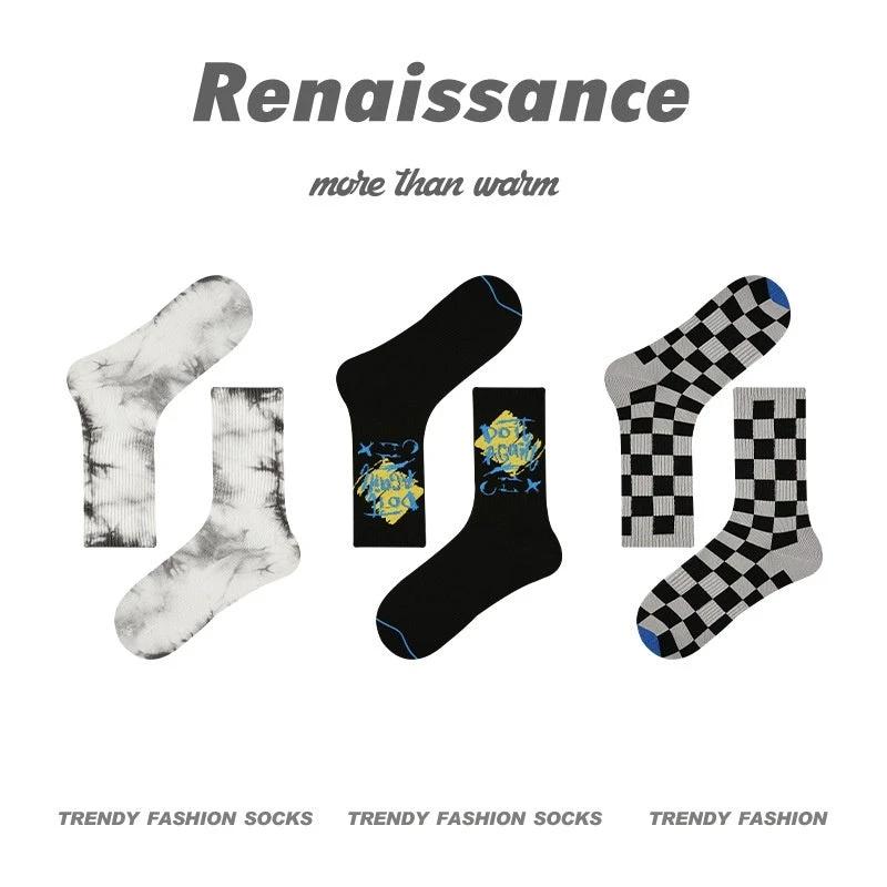 Men's Renaissance Original Tube Socks Simple Letters by GJG Denim