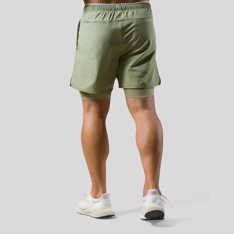 Men's Double Layer Running Casual Shorts by GJG Denim