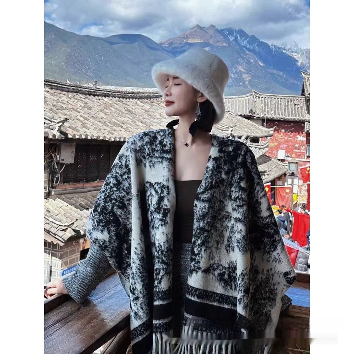 Women's Fashion Personalized Tassel Scarf Cape by GJG Denim