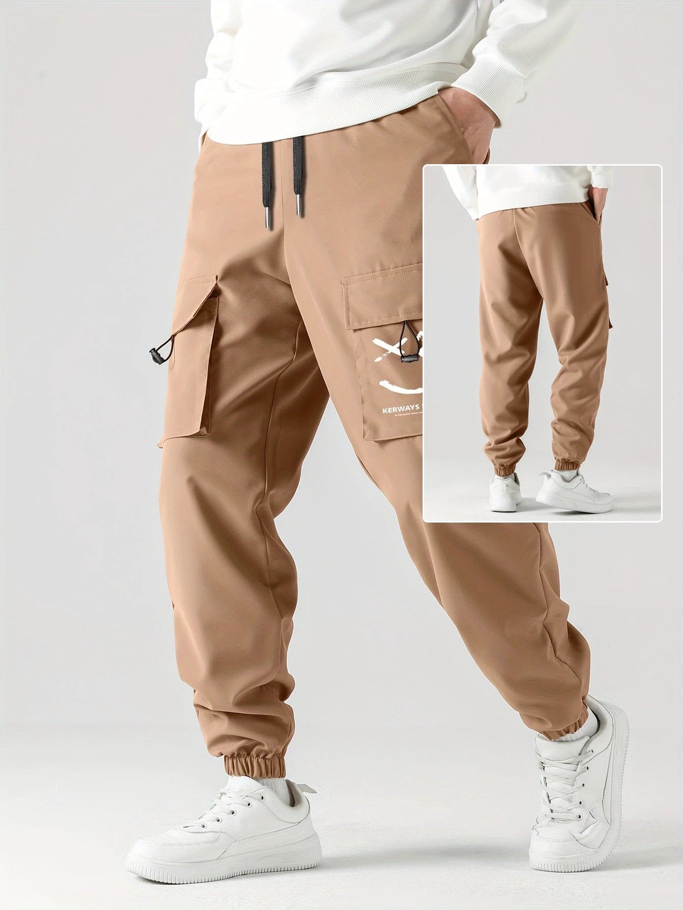 Straight Ankle Tied Wear-resistant Overalls Casual Pants by GJG Denim