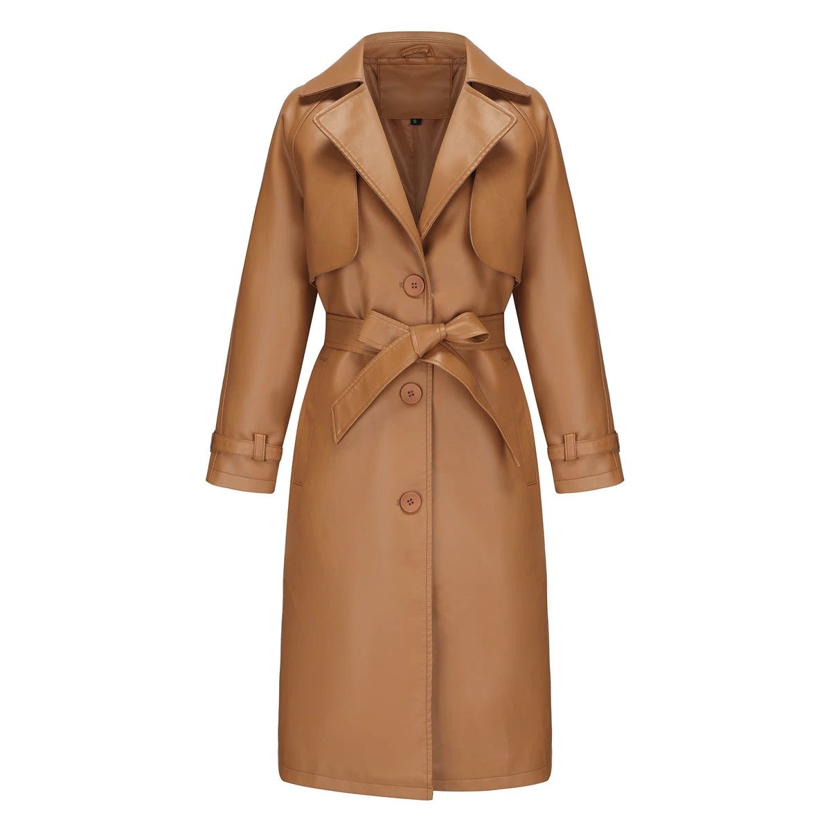 Women's Long, Loose-fit Classic Trench Coat With A Lapel And Belt by GJG Denim