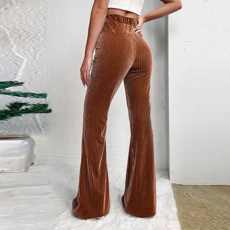 Corduroy Wide-leg Casual Pants Women by GJG Denim