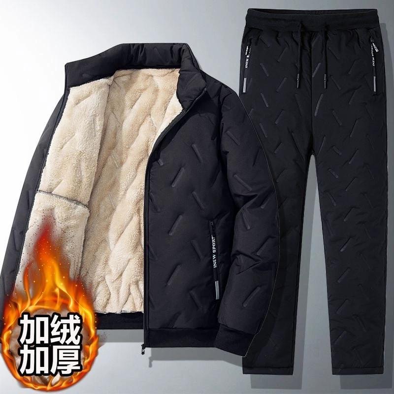 Men's Winter Cotton-padded Coat With Fleece Lining Suit by GJG Denim