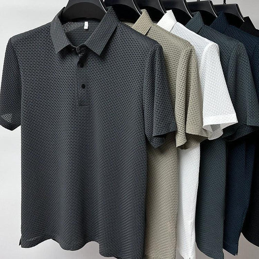 Mesh Ice Silk Short Sleeve Dress Shirt by GJG Denim