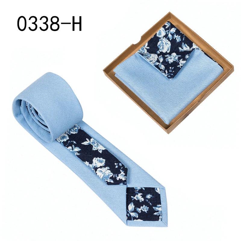 Men's Floral Print Tie and Pocket Square by GJG Denim