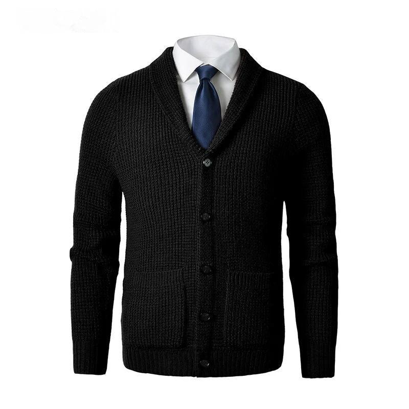 Men's Business Casual Knitted Wool Cardigan by GJG Denim