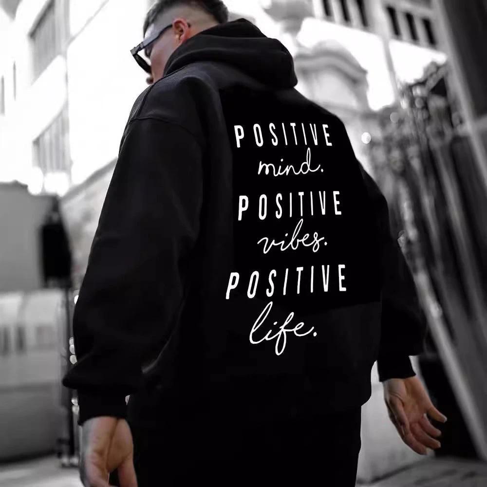 Men's Letter Print Hooded Sweater by GJG Denim