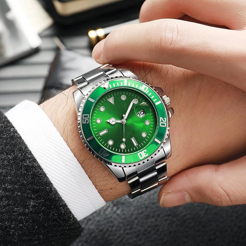 Luminous Solid Steel Strap Single Calendar Men's Watch by GJG Denim