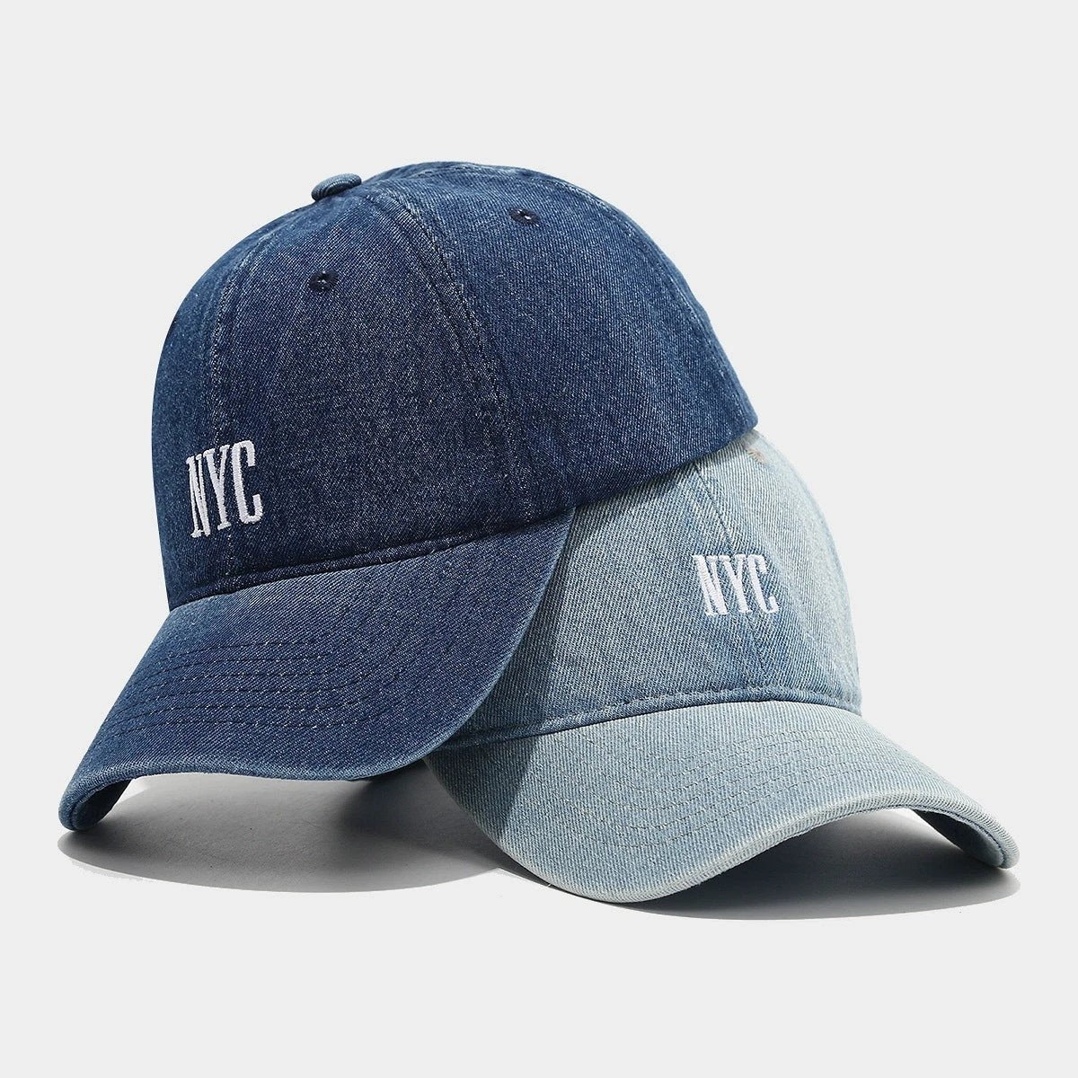 Men's Retro Denim "NYC" Peaked Cap by GJG Denim