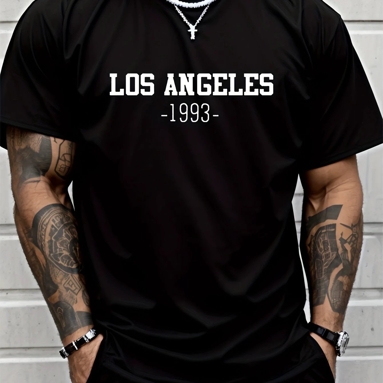 Los Angeles Graphic Men's Short Sleeved T-shirt, Comfortable Stretch Fashionable Summer T-shirt, Casual Daily Style Fashionable Clothing by GJG Denim