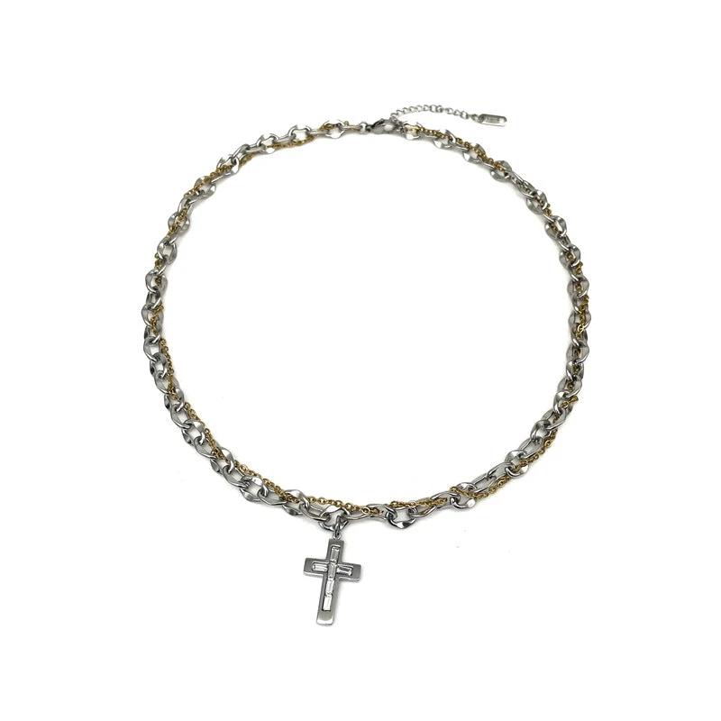 Cross Titanium Steel Pendant Clavicle Chain For Men by GJG Denim