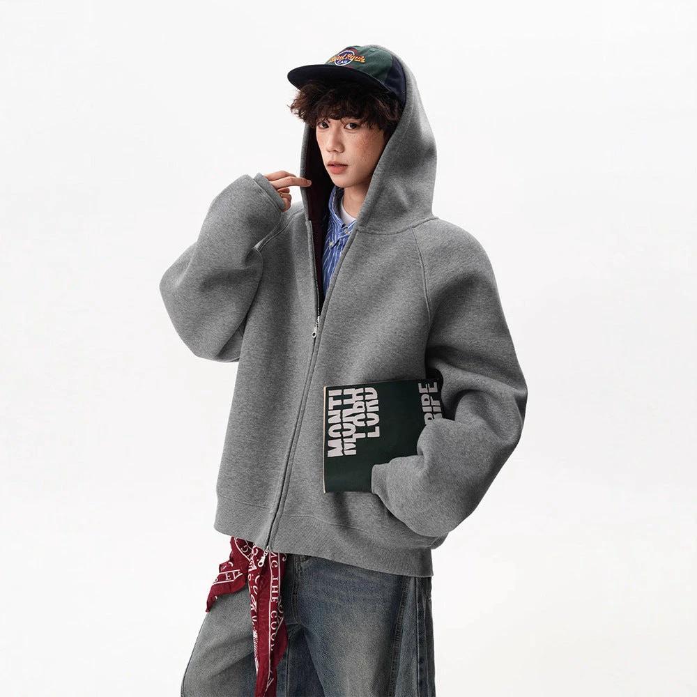 Men's Zipper Hooded Cardigan Sweater by GJG Denim