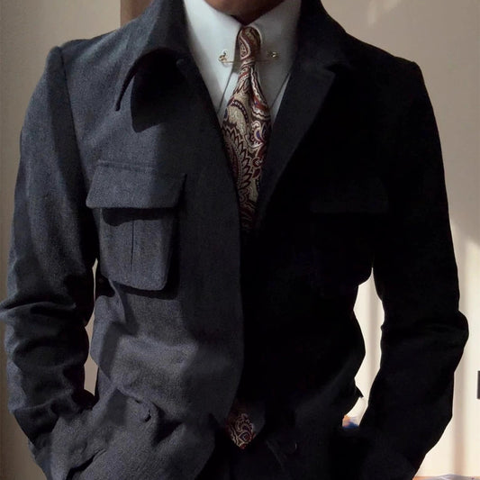 Men's Retro Brushed Warm Mid-length Coat by GJG Denim