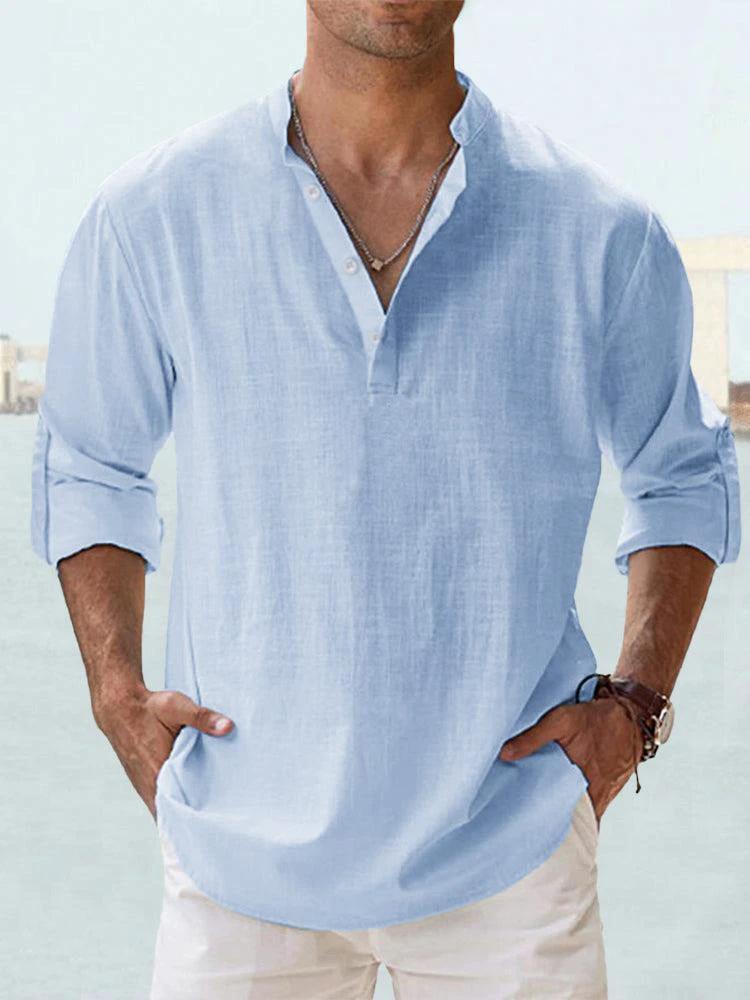 Men's Casual Cotton Linen Loose Shirts by GJG Denim