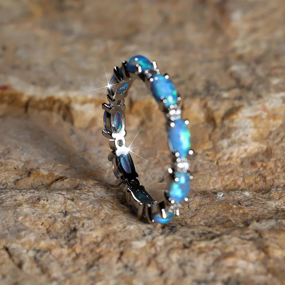 Platinum Heart-shaped Full Of Diamond Opal Ring by GJG Denim