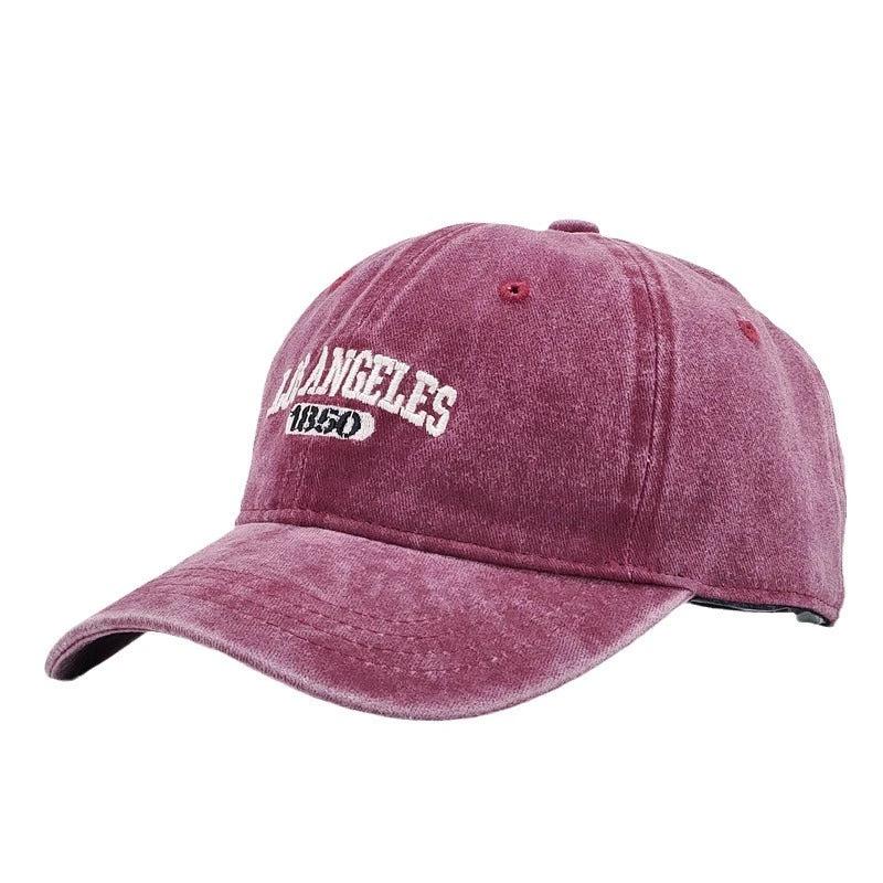Men's Retro Washed Distressed "Los Angeles" Embroidered Peaked Cap by GJG Denim