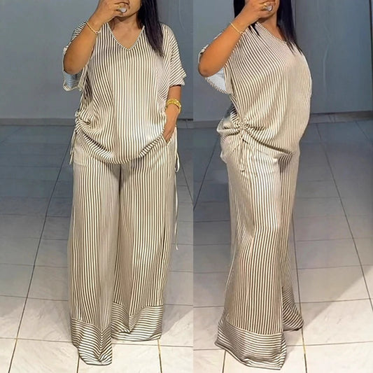 Straight Plus Size Set With Drawstring On Both Sides by GJG Denim