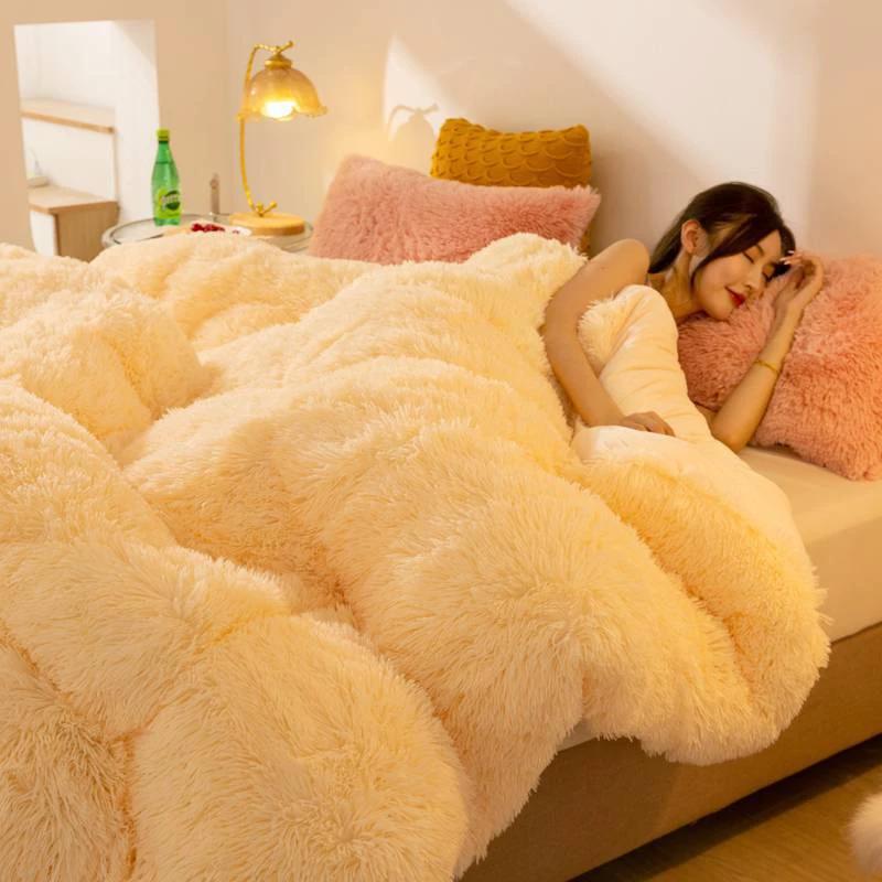 Super Soft Long Fleece Mink Crystal Velvet Thickened Warm Winter Quilt by GJG Denim