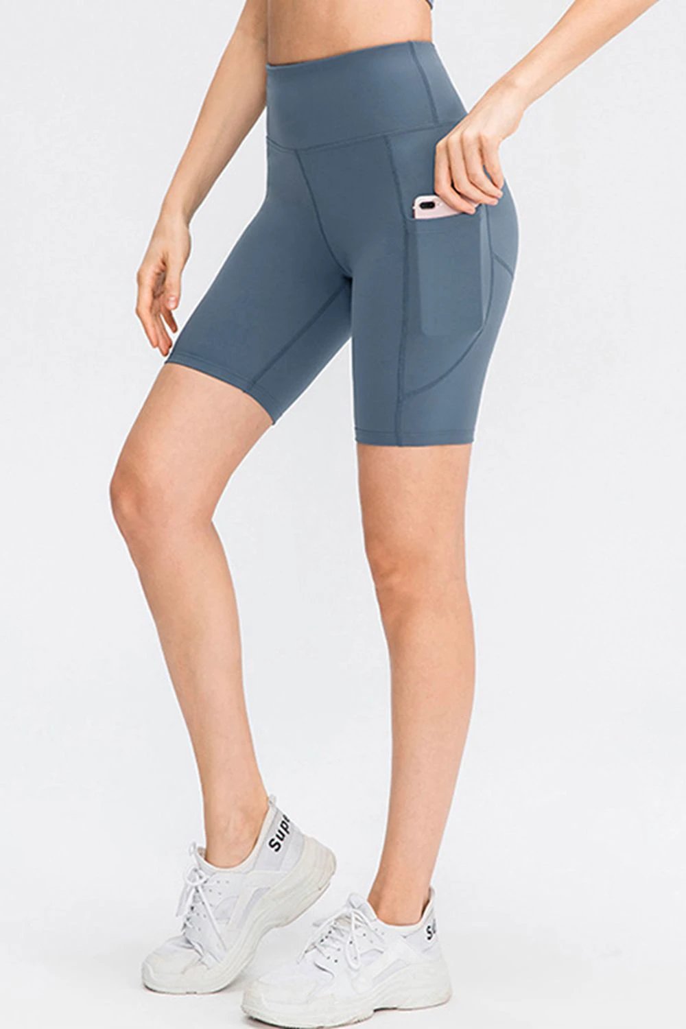 Wide Waistband Sports Shorts with Pockets by Lady Ros