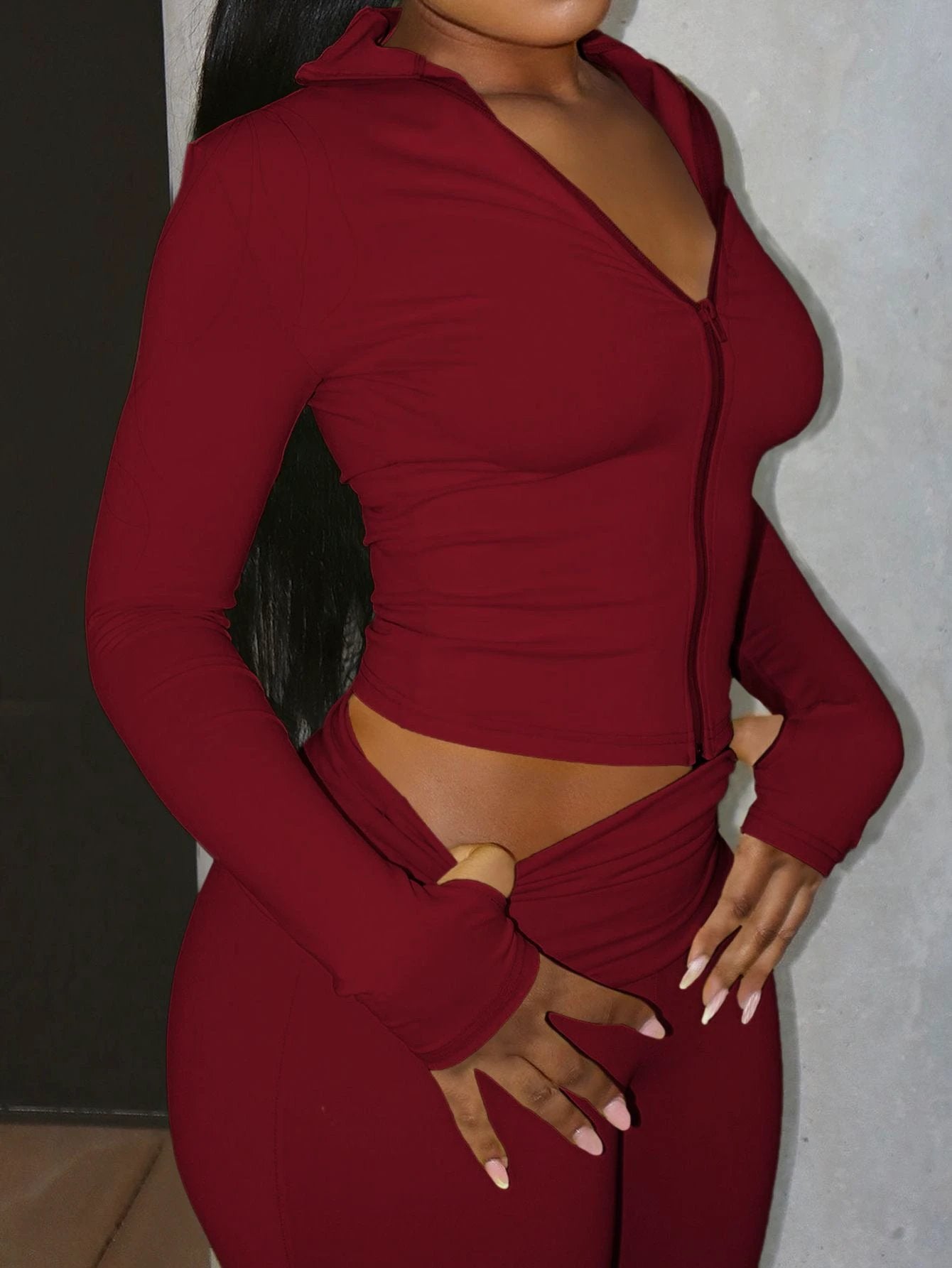 Yoga Sports Jacket And Tight-fitting Pants Two-piece Set by GJG Denim