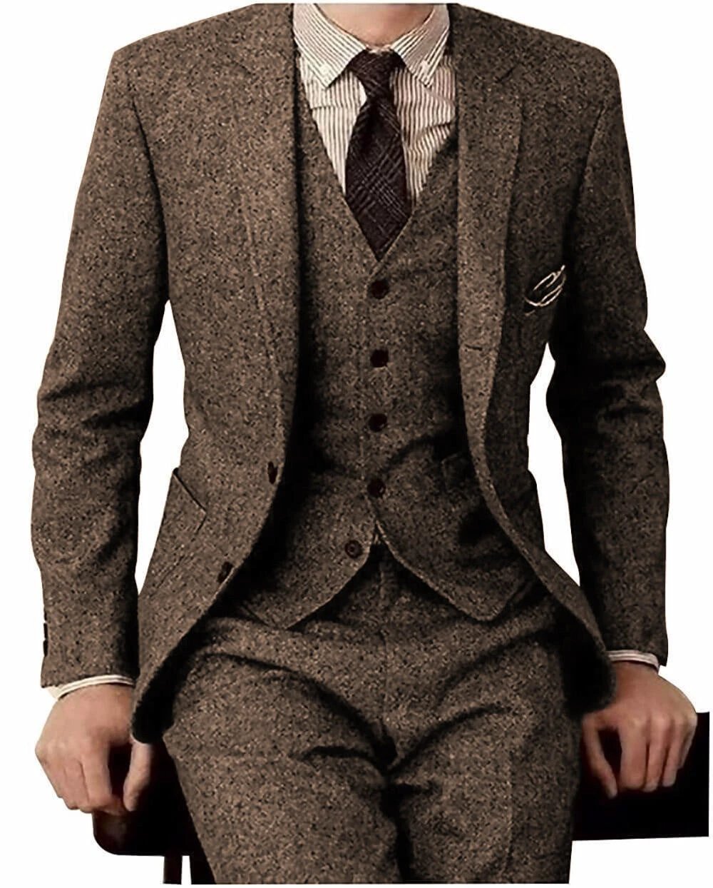 Men's Three-piece Wool Suit by GJG Denim