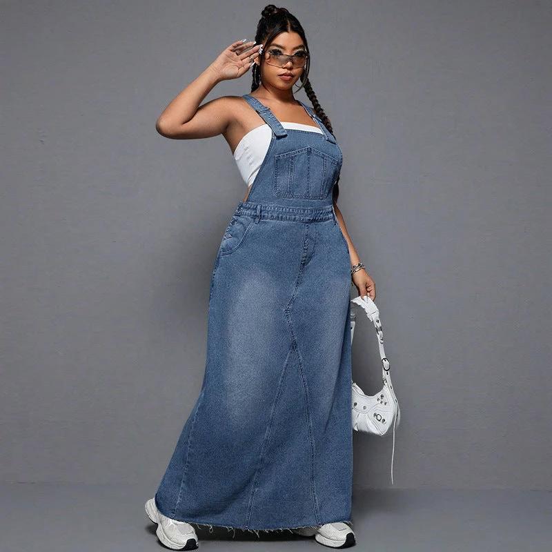 Women's Cool Denim Suspender Skirt by GJG Denim