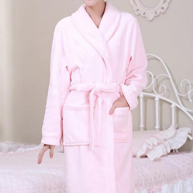 Coral Fleece Pajamas Women Thickened Flannel Long-sleeved Men's Bathrobes Home Clothes by GJG Denim