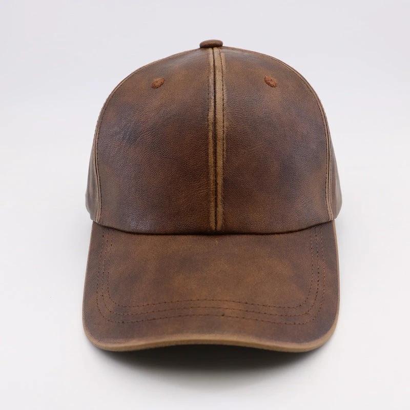 Washed And Worn PU Fashion Baseball Cap by GJG Denim