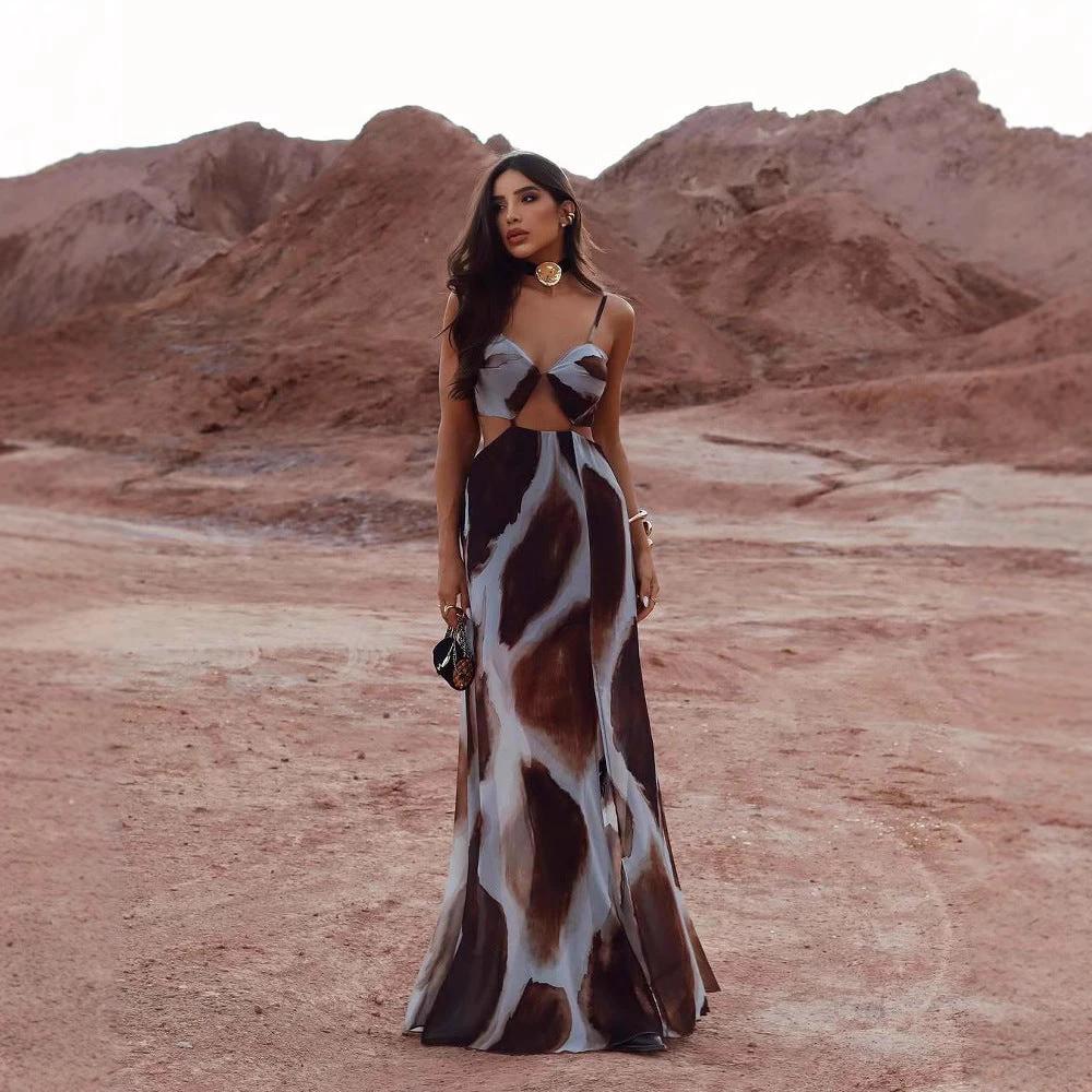 Tie-dye Spaghetti Straps Sleeveless Elegant Dress by GJG Denim