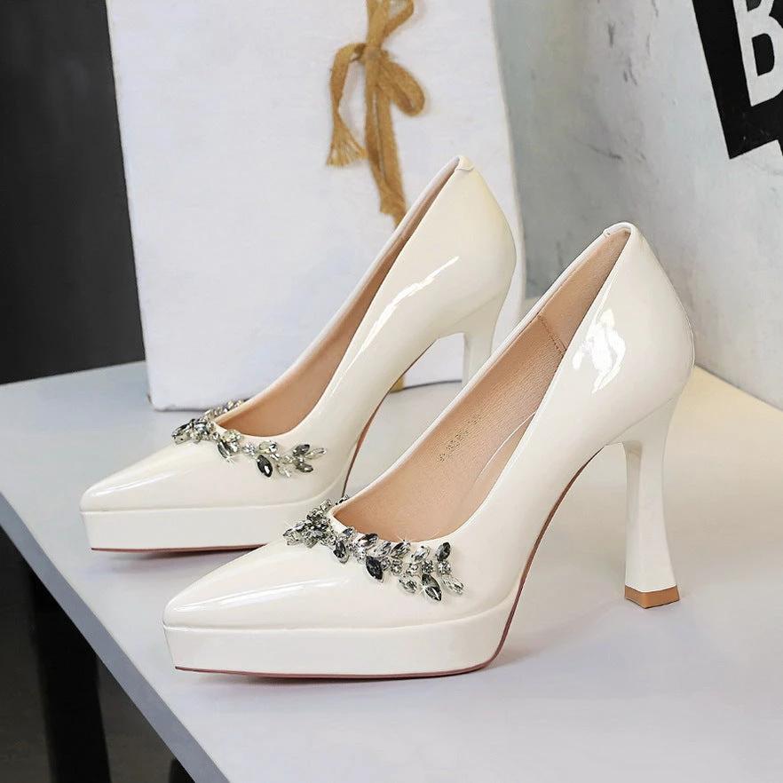 Patent Leather Platform Stiletto Pumps For Women by GJG Denim