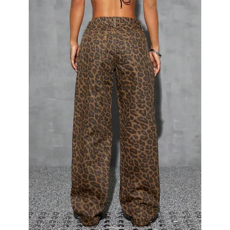 Retro Leopard Print High-waist Jeans by GJG Denim