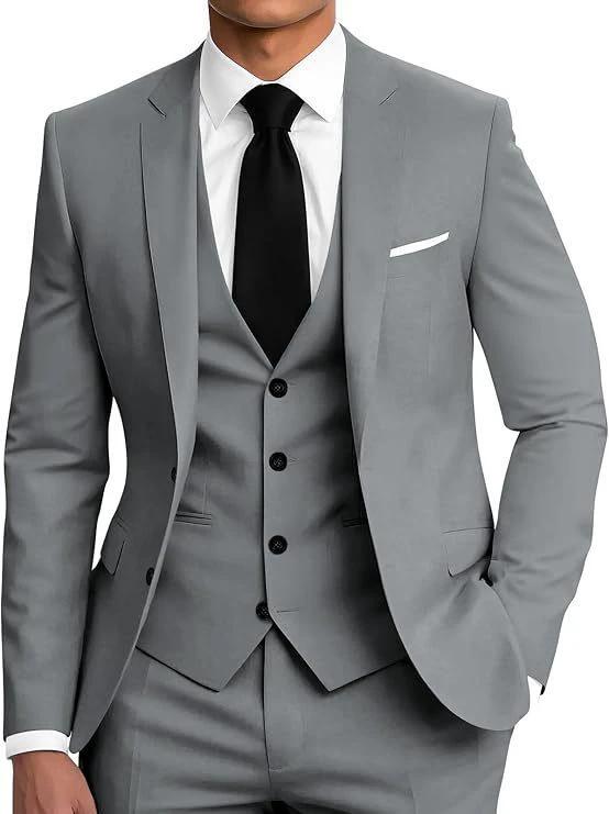 Men's Two-Button Three-Piece Suit by GJG Denim