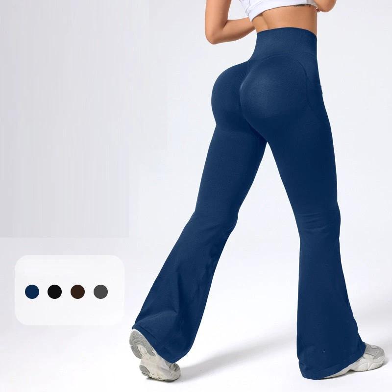 High-waisted Butt-lifting Printed Flared Athletic Pants by GJG Denim