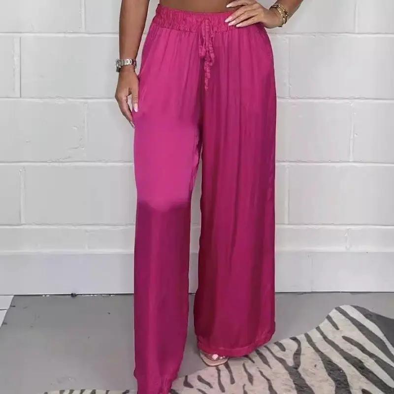 Women's Summer Fashion Matte Satin Casual Pants by GJG Denim