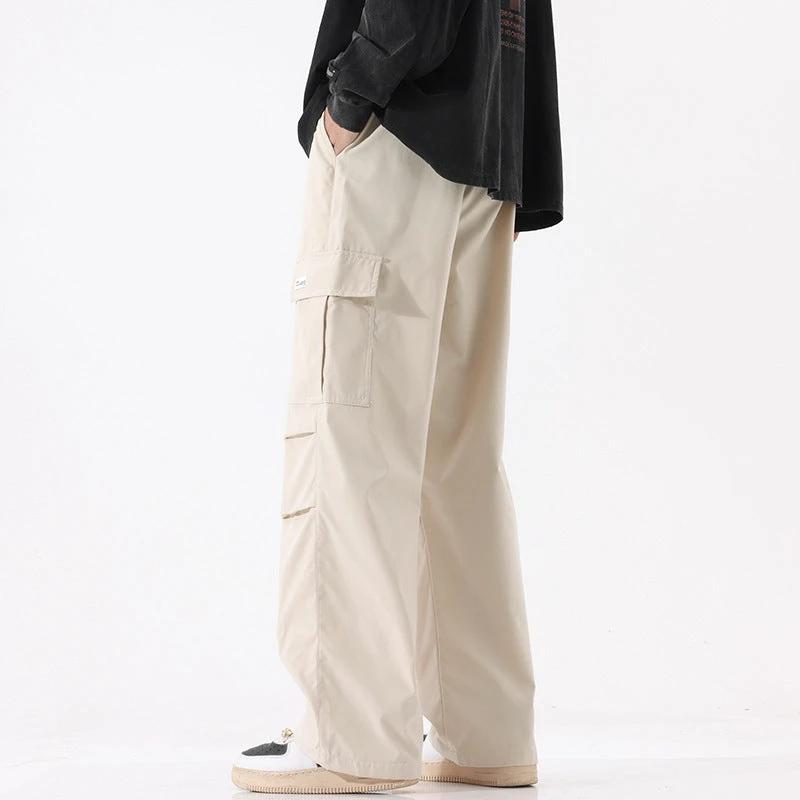 Retro High Street Fashionable Pleated Straight Cargo Pants by GJG Denim