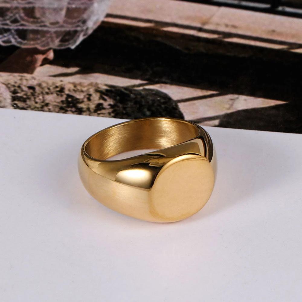 Round Flat Titanium Steel Ring With A Sleek Polished Finish For A Stylish Personalized Look For Men by GJG Denim
