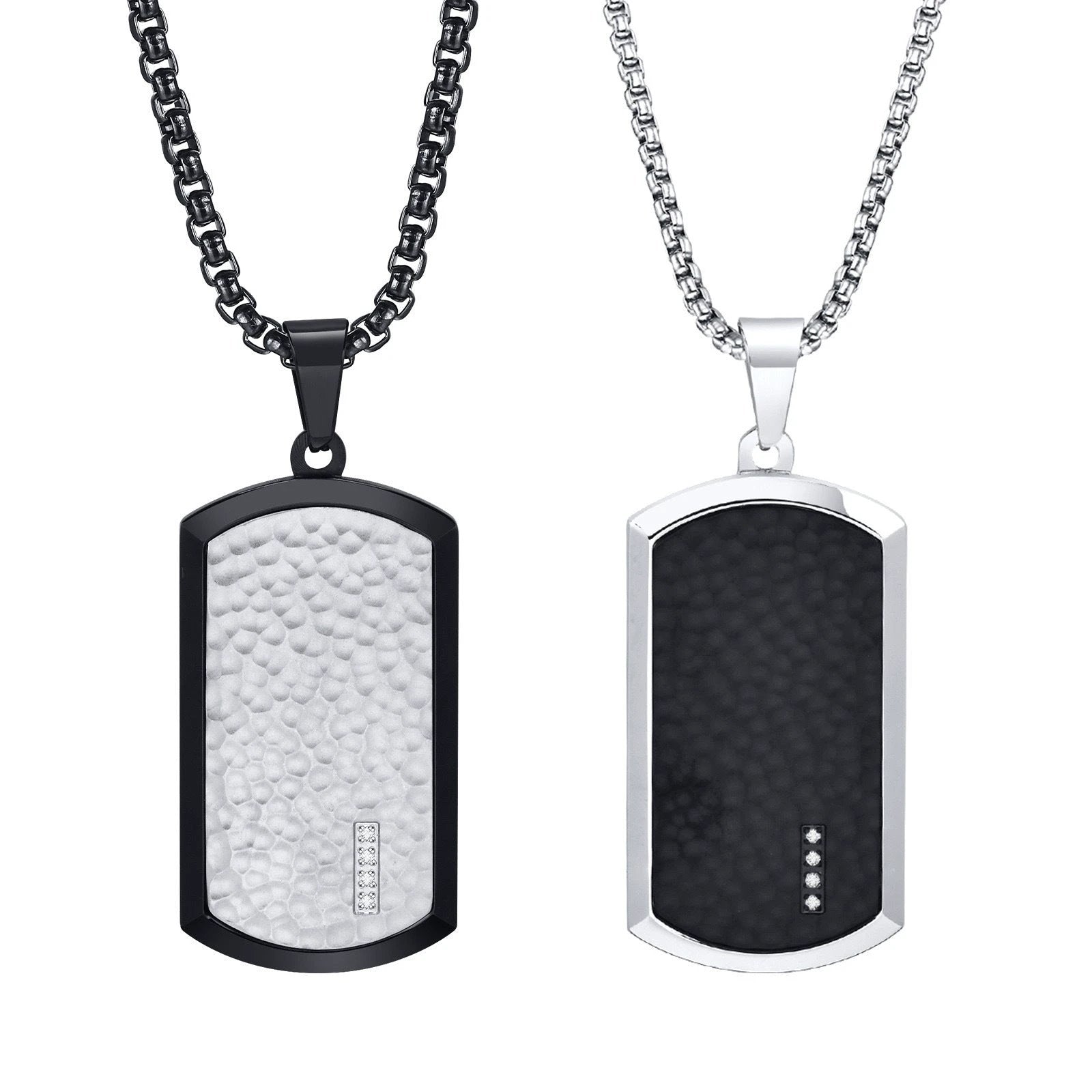 Men's Geometric Square Military-Style Hammered Pendant Necklace by GJG Denim