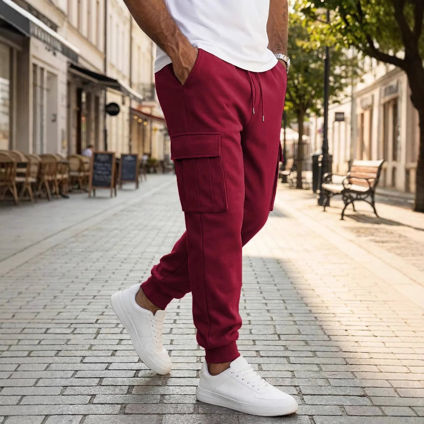 Men's Multiple Pockets And A Drawstring Casual Pants by GJG Denim