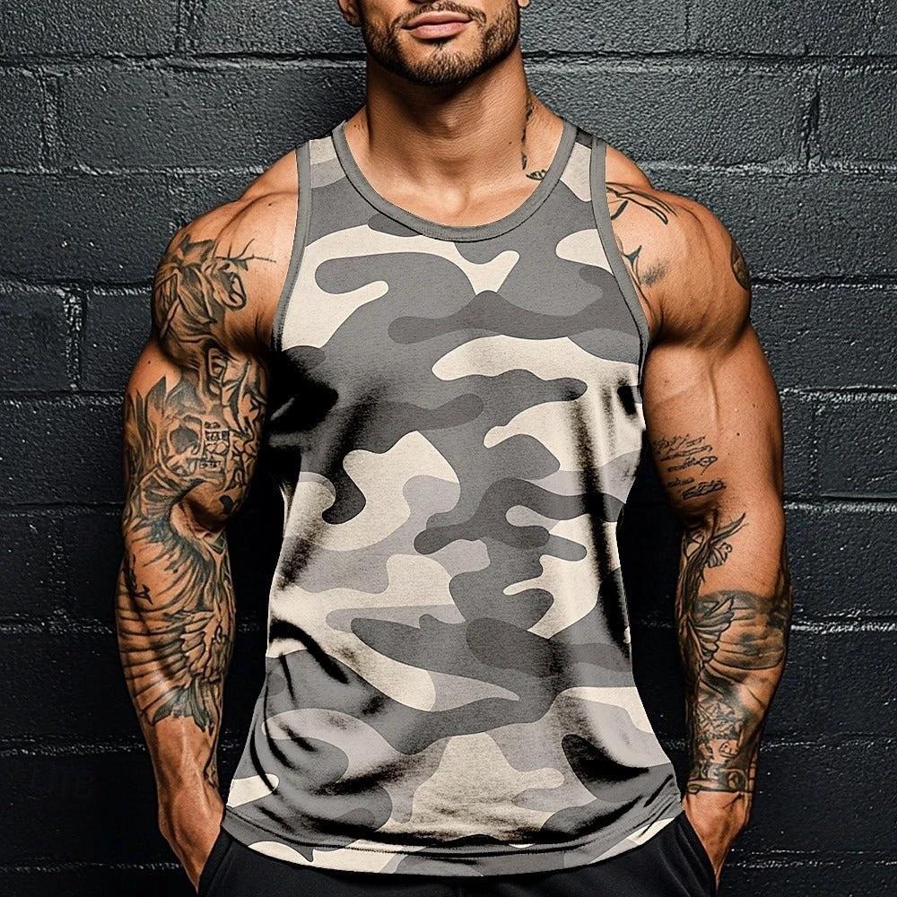 Fashion Camouflage Print Loose Short Sleeve Men by GJG Denim