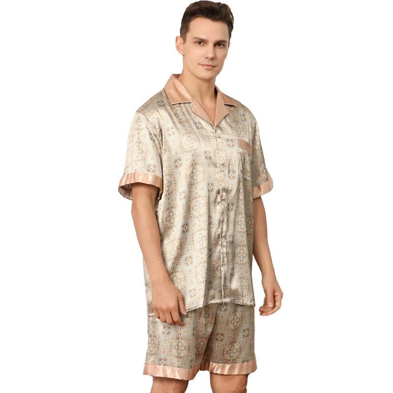 Men's Printed Short-sleeved Shorts Pajama Set by GJG Denim