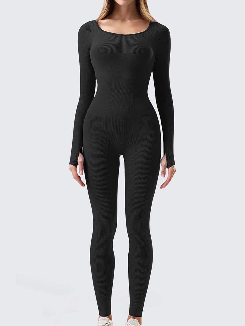 Sports Workout Clothes Slim Thread Long Sleeve Tights by GJG Denim