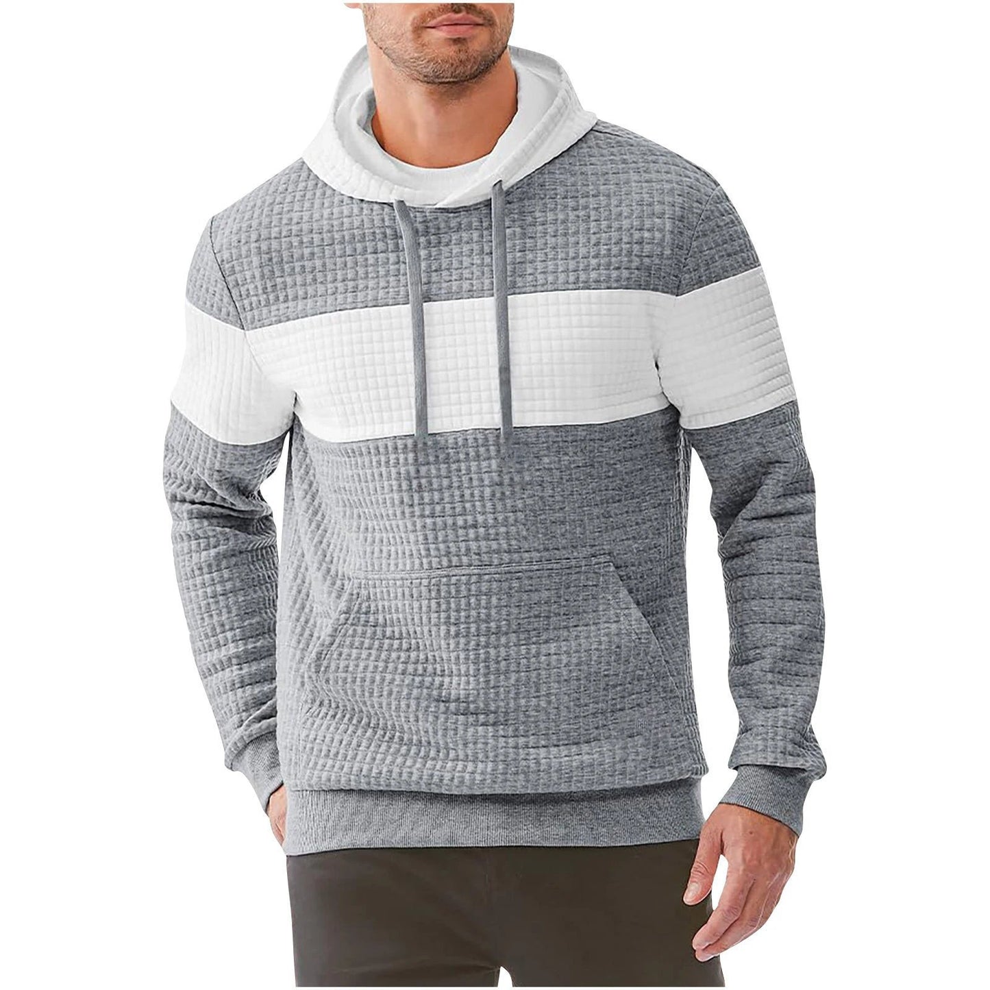 Men's Hooded Long-sleeved Sweater w/ Drawstring by GJG Denim