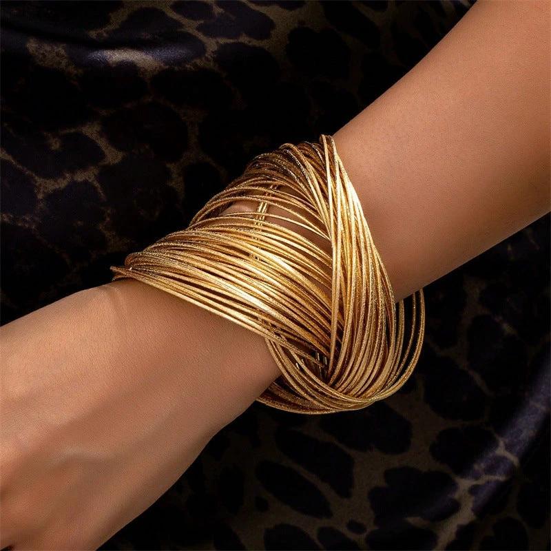 Branch Wide-brimmed Bracelet Irregular With Personality Spring Open Alloy by GJG Denim