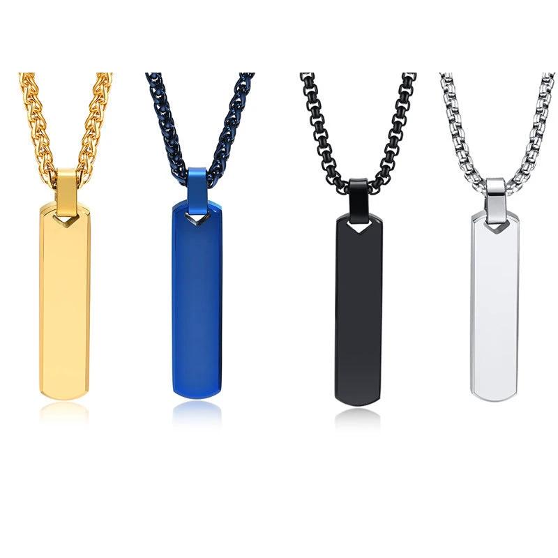 Stainless Steel Three-dimensional Rectangular Geometric Necklace For Men by GJG Denim