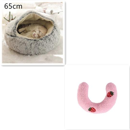 2 In 1 Dog And Cat Bed Pet Winter Bed Round Plush Warm Bed House Soft Long Plush Pets Bed Pet Products by GJG Denim